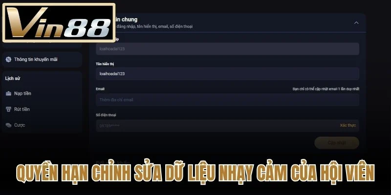 Quyền hạn chỉnh sửa dữ liệu nhạy cảm của hội viên